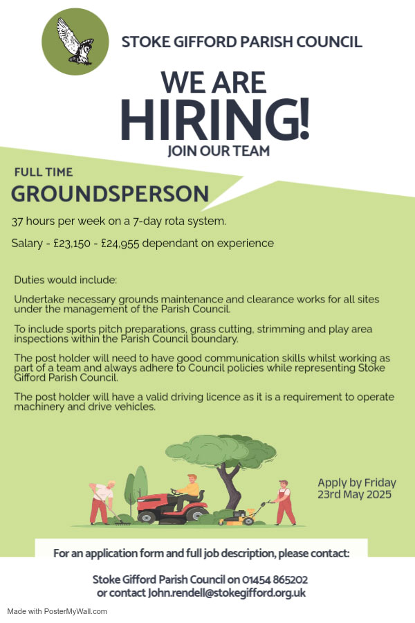 Advert for Full Time Groundsperson