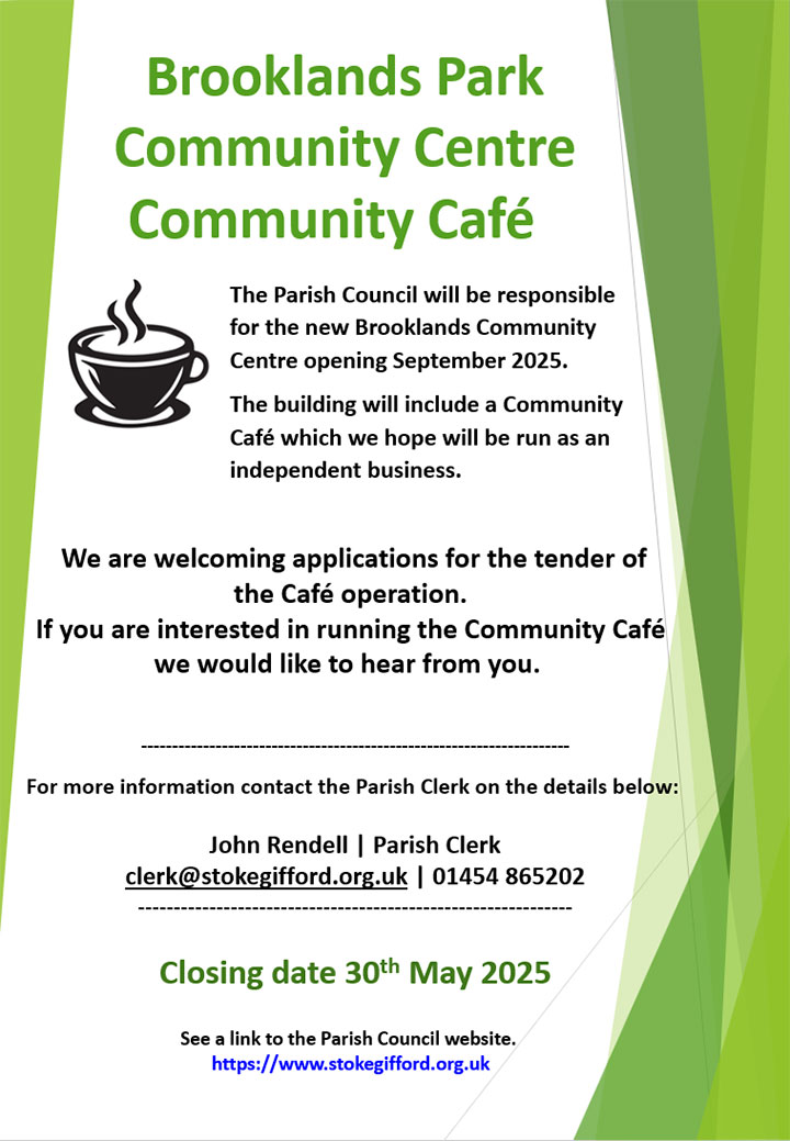 Flyer welcoming applications for tender of the Community Cafe
