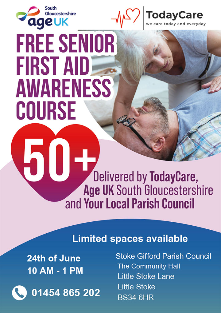 Poster advertising the Free Senior First Aid Awareness Course