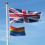 Photo of the Pride flag flying at the council offices in Little Stoke