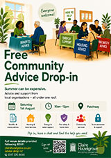 Poster advertising the Free Community Advice Drop-In