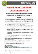 Meade Park Car Park Closure Notice