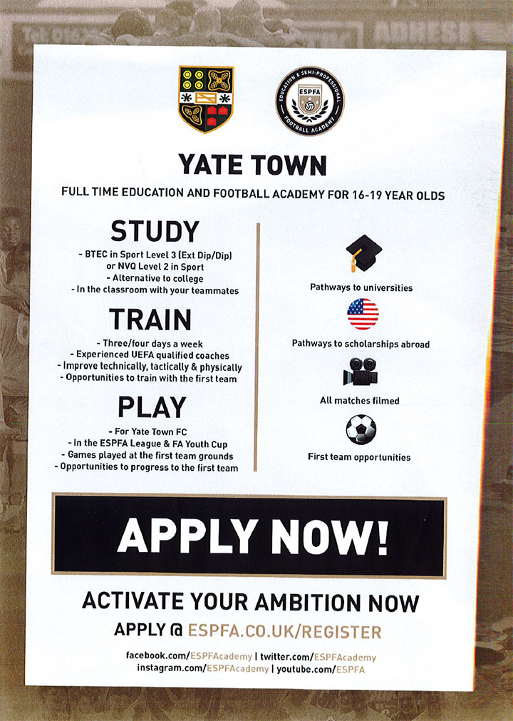 Yate Town Football Academy poster