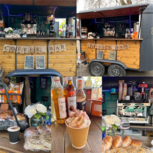 Photo montage of Deja Brew Coffee Horsebox