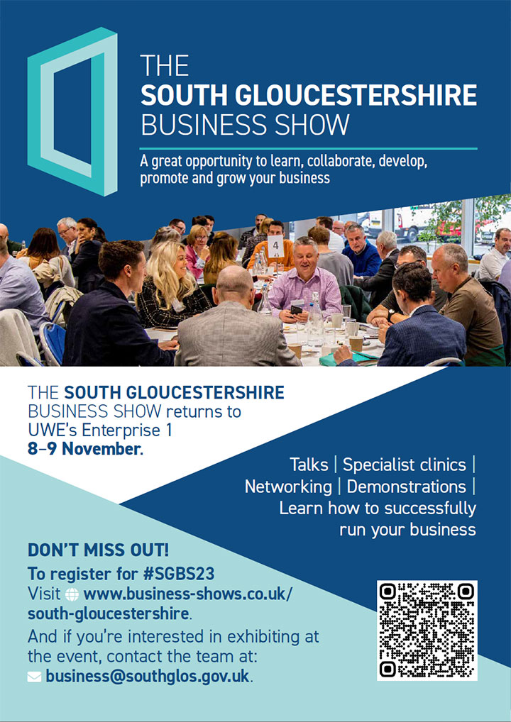 Poster advertising the South Gloucestershire Business Show (all text content displayed on page)
