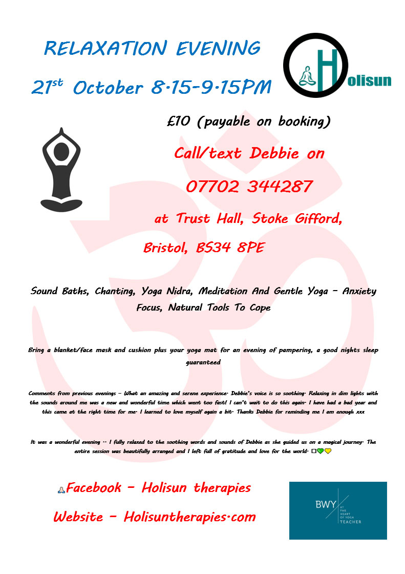 Poster advertising the Relaxation Evening (all text content displayed on page)