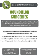 Poster advertising the upcoming Councillor Surgeries