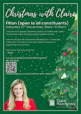 Poster advertising the Christmas with Claire event