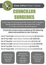 Poster advertising the upcoming Councillor Surgeries