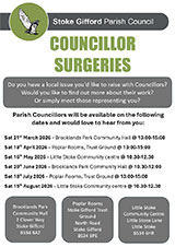 Poster advertising the upcoming Councillor Surgeries