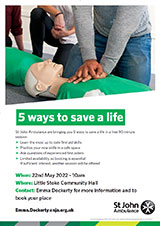 Poster advertising the '5 ways to save a life' free course