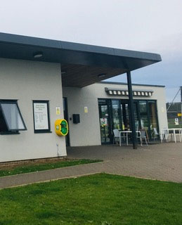 Photo of a defibrillator located outside Little Stoke Community Hall